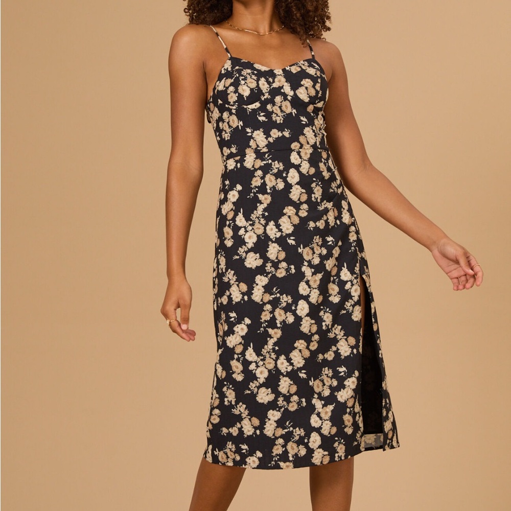 Floral Midi Dress with Side Slit